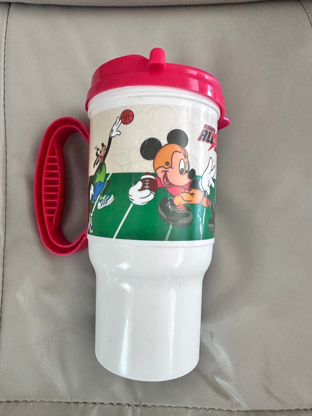 Vintage 90s Disney Mickey Mouse Baseball Tumbler Cup with Handle